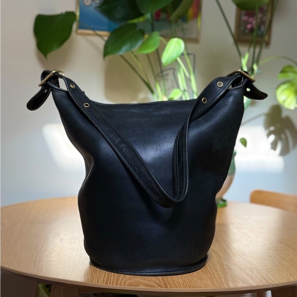Rare Coach Bonnie Bucket Bag vintage old style black XL duffle overnight purse - Picture 1 of 10